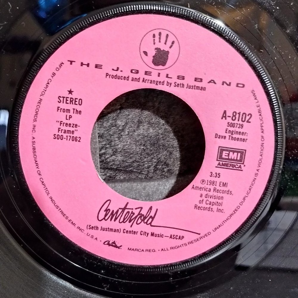 The J. Geils Band Centerfold/Rage in the Cage Single Vinyl Record A-8102 NM 1981
